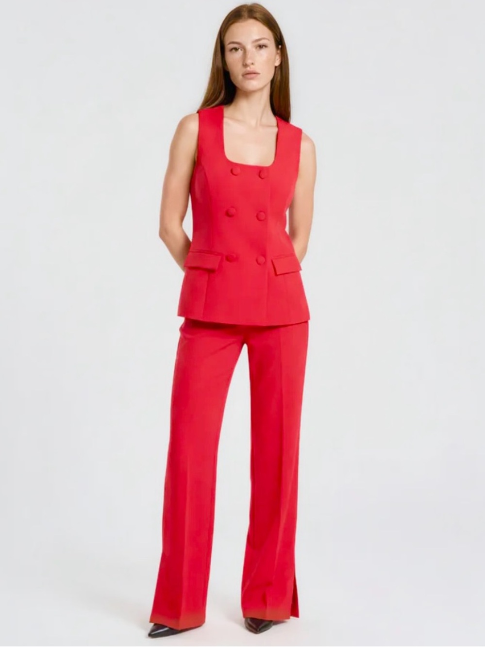 New ZARA Straight Leg Pants With Side Slits